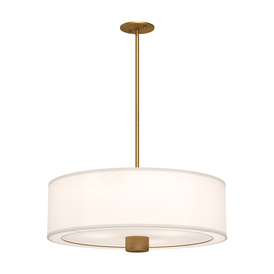Theo 24-in Aged Gold/White Linen 3 Lights Pendant