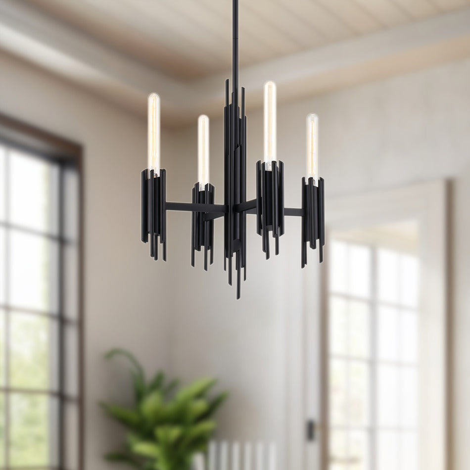 Torres 19-in Matte Black 4 Lights Chandeliers by ALORA