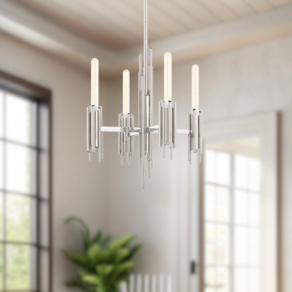 Torres 19-in Polished Nickel 4 Lights Chandeliers by ALORA