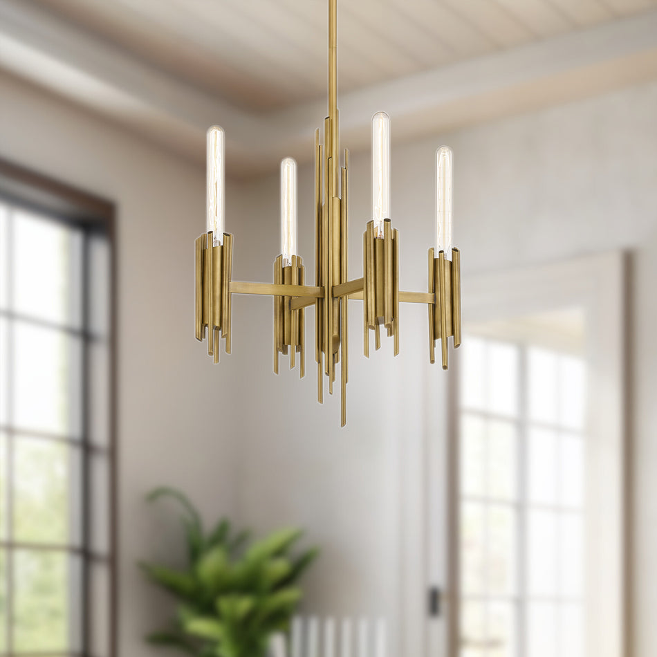 Torres 19-in Vintage Brass 4 Lights Chandeliers by ALORA