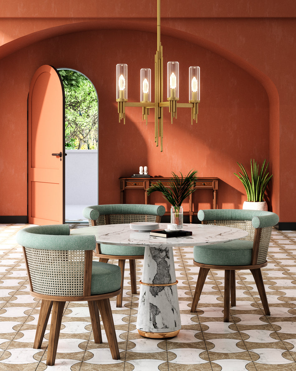 Torres 18-in Ribbed Glass/Vintage Brass 4 Lights Chandeliers by ALORA