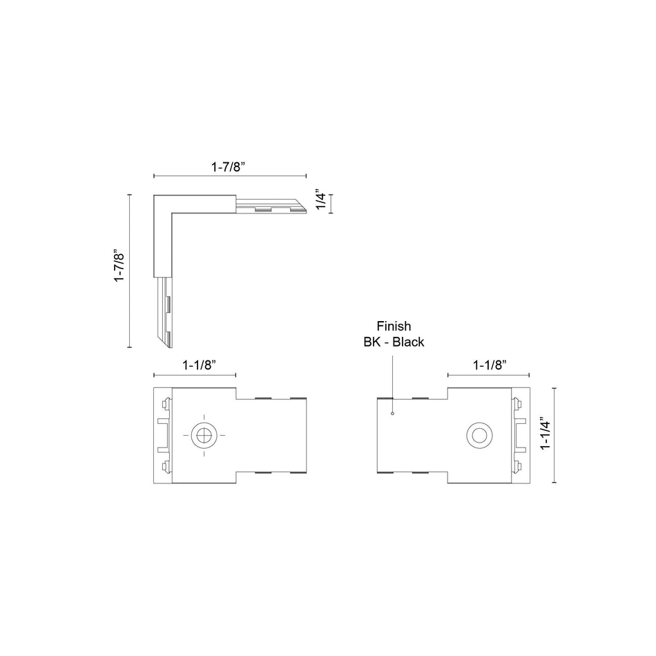 Trilo Track Wall Connector Black Trilo Track Connector by KUZCO