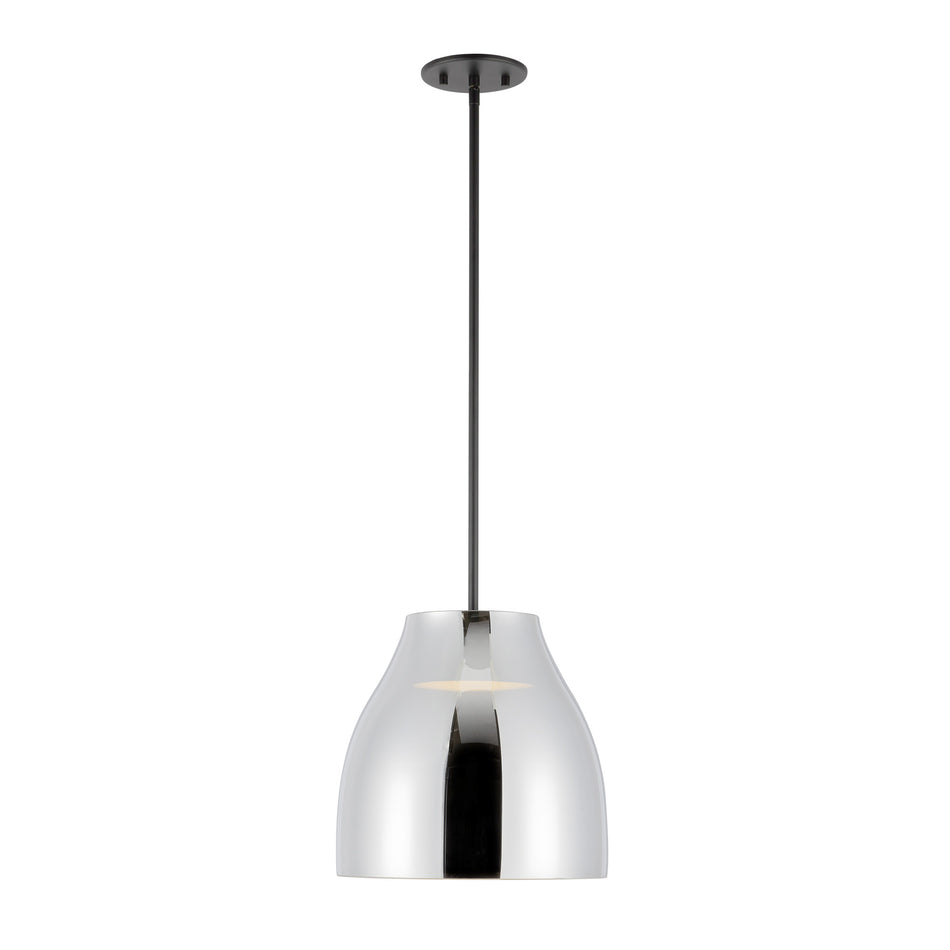 Trinity 12-in Black/Chrome LED Pendant by KUZCO