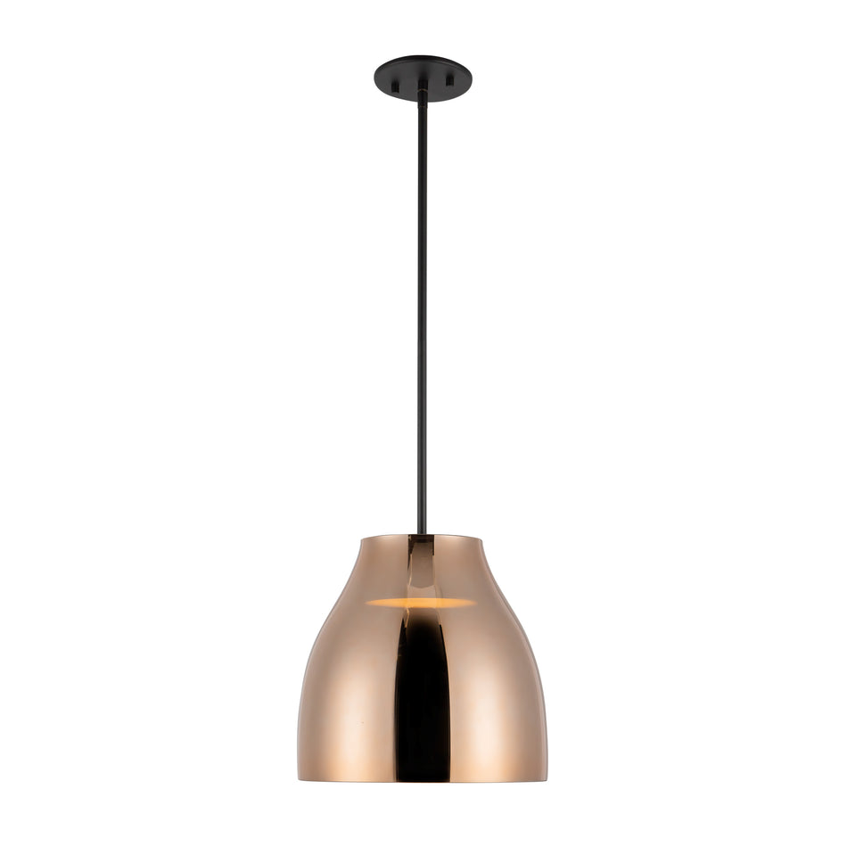 Trinity 12-in Black/Copper LED Pendant by KUZCO