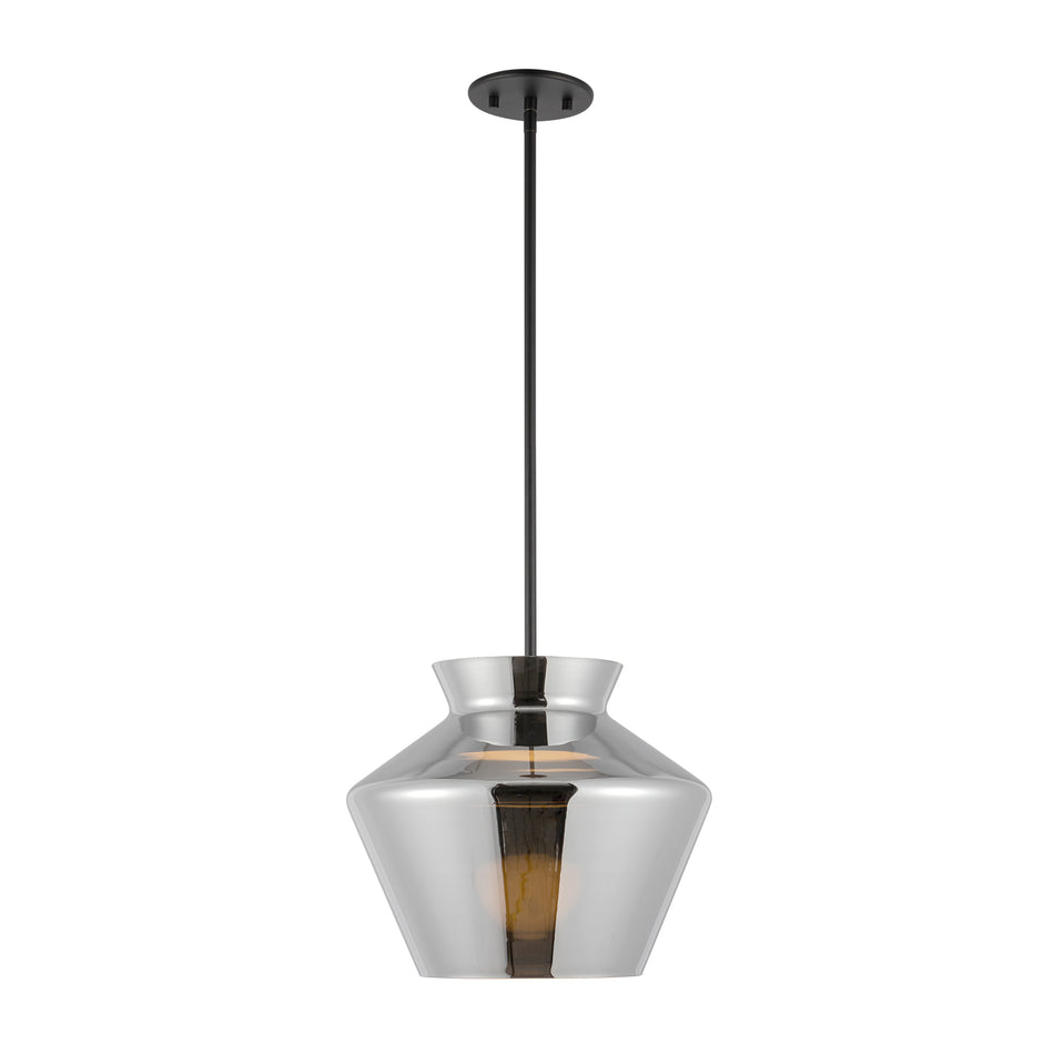 Trinity 13-in Black/Chrome LED Pendant by KUZCO