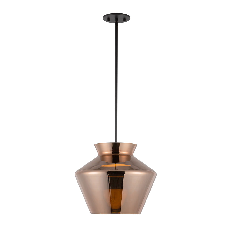 Trinity 13-in Black/Copper LED Pendant by KUZCO