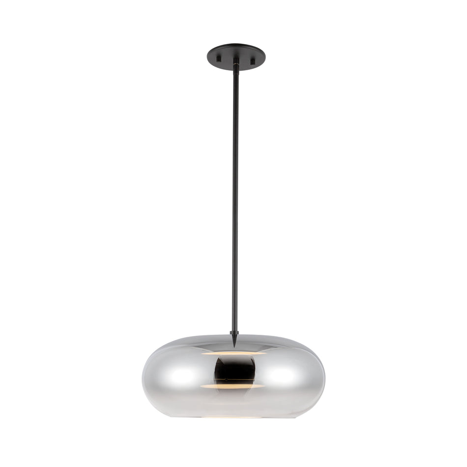Trinity 14-in Black/Chrome LED Pendant by KUZCO