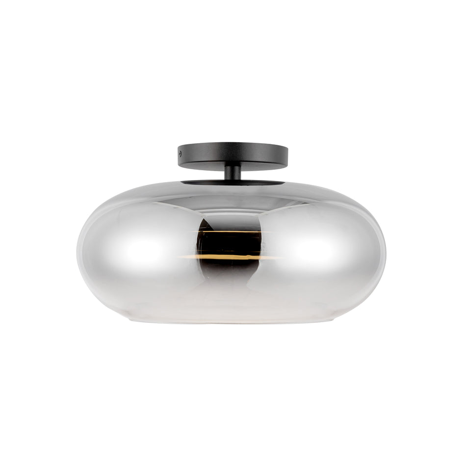 Trinity 14-in Black/Chrome LED Semi Flush Mount by KUZCO
