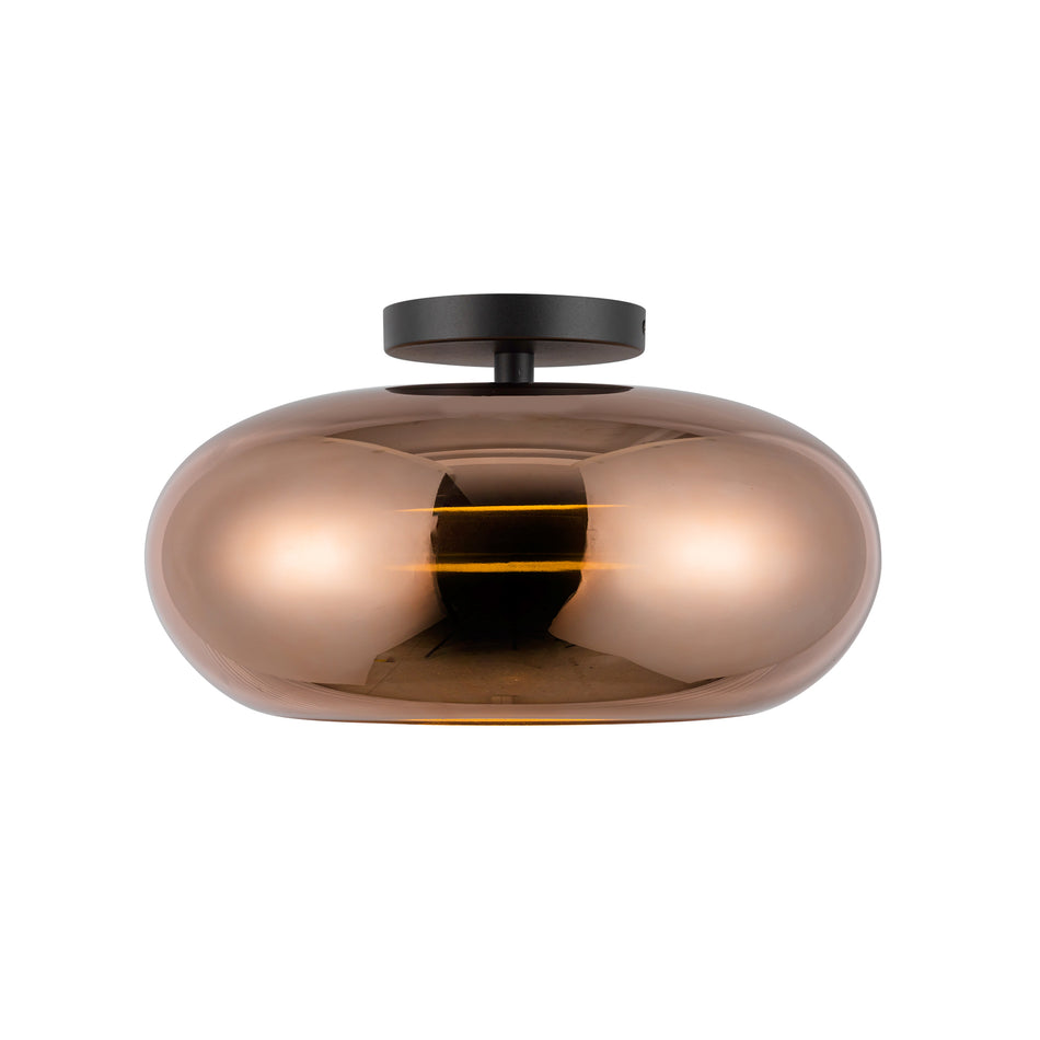 Trinity 14-in Black/Copper LED Semi Flush Mount by KUZCO