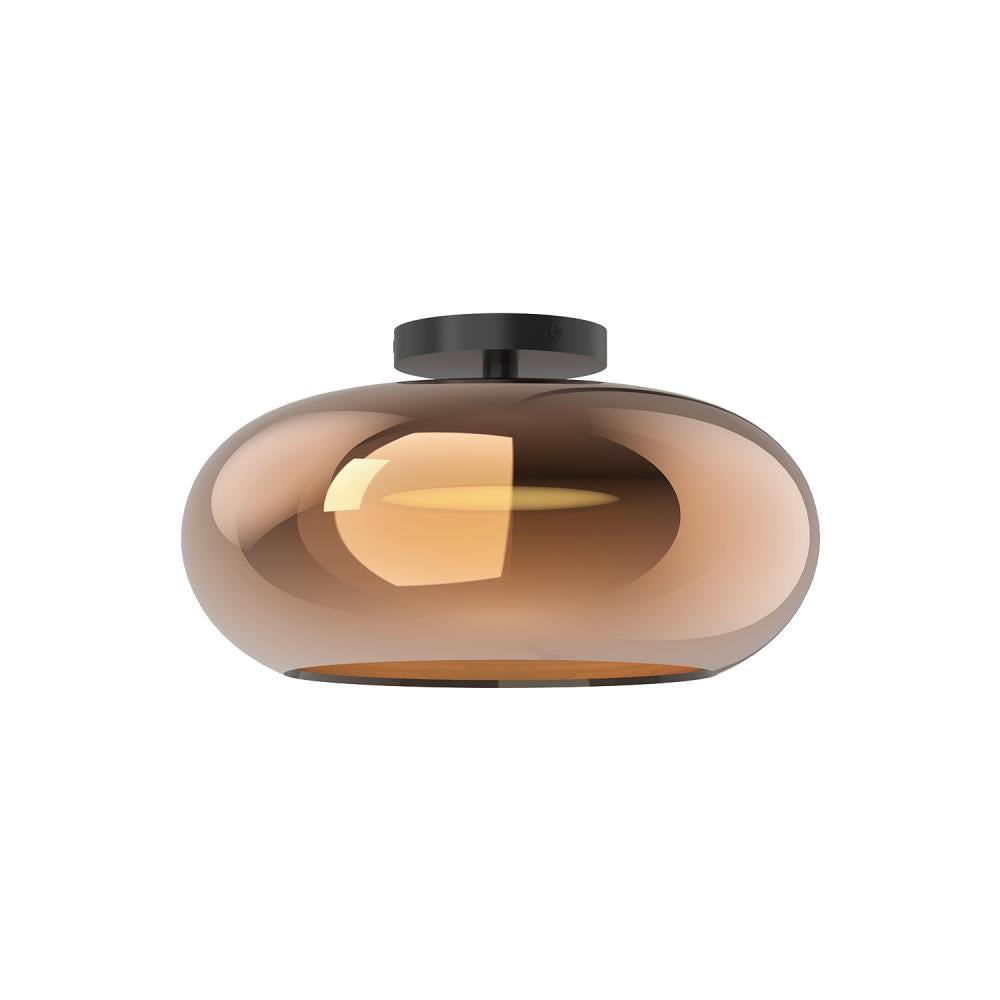 Trinity 14-in Black/Copper LED Flush Mount by KUZCO