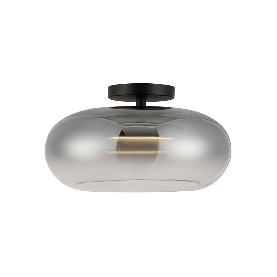 Trinity 14-in Black/Smoked LED Semi Flush Mount by KUZCO