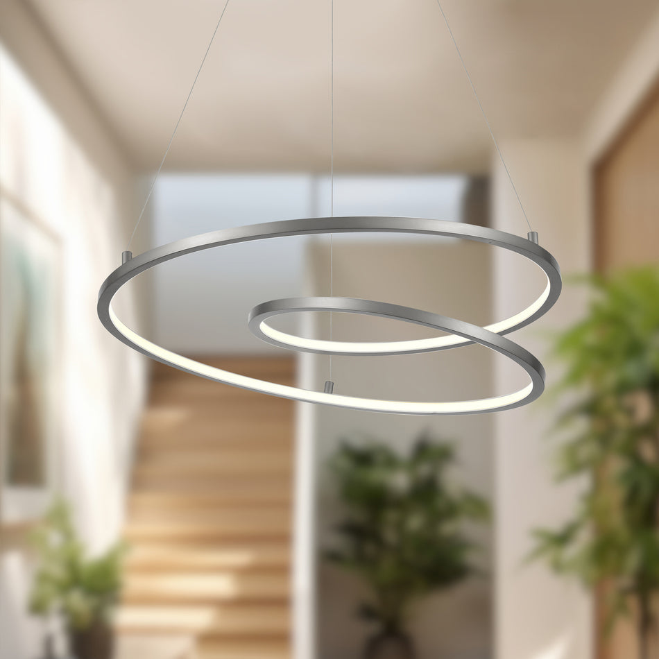 Twist 19-in Antique Silver LED Pendant by KUZCO
