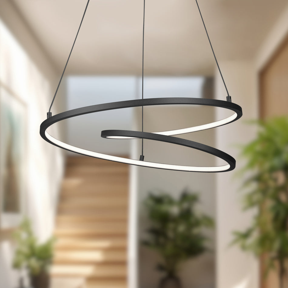 Twist 19-in Black LED Pendant by KUZCO