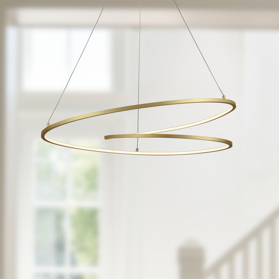 Twist 32-in Antique Brass LED Pendant by KUZCO