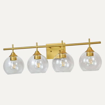 Gold With Clear Glass Bathroom Vanity Light By Kandil