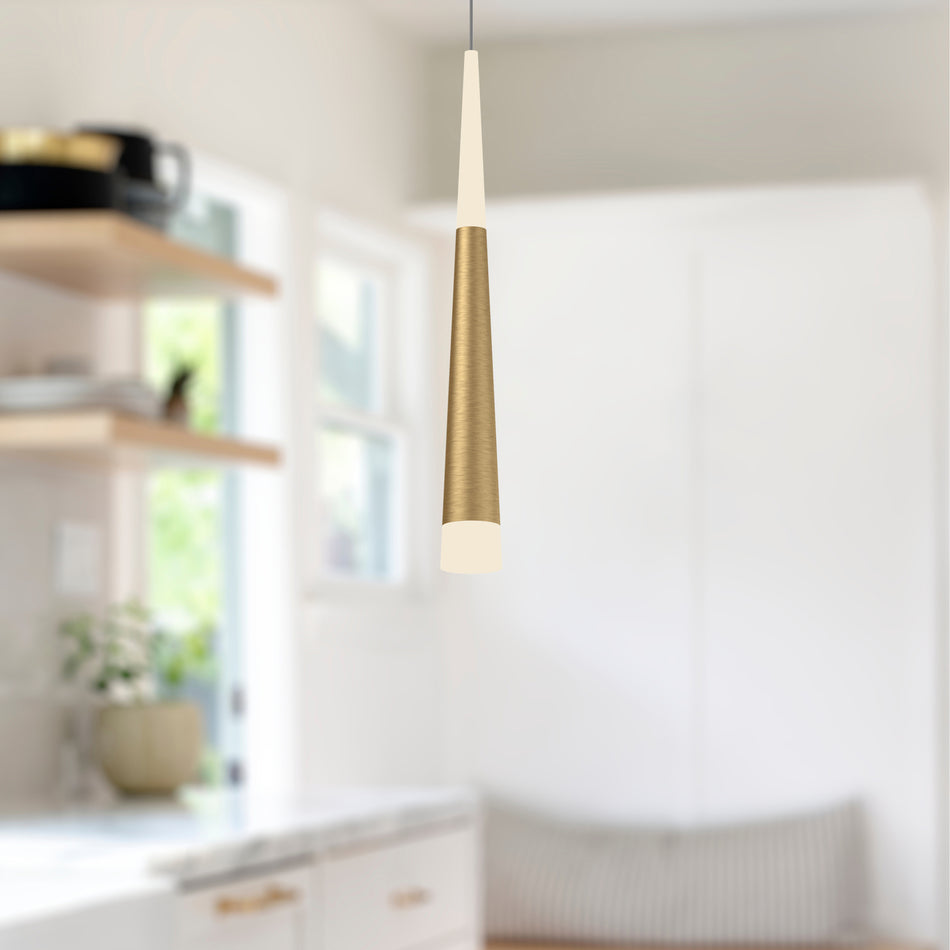 Ultra 2-in Brushed Gold LED Pendant by KUZCO