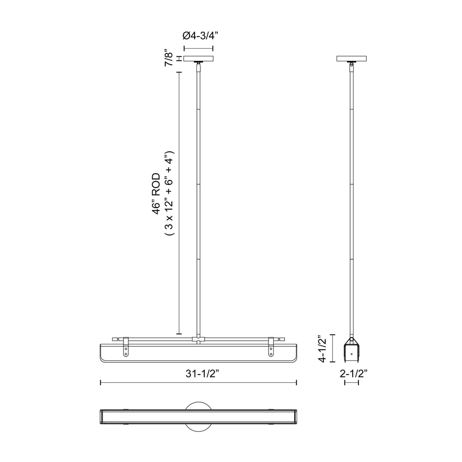 Valise 31-in Aged Nickel/Tuxedo Leather LED Pendant by ALORA