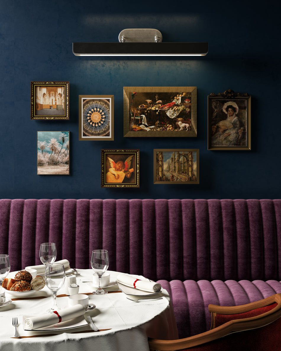 Valise Picture 32-in Aged Nickel/Tuxedo Leather LED Wall/Picture Light by ALORA