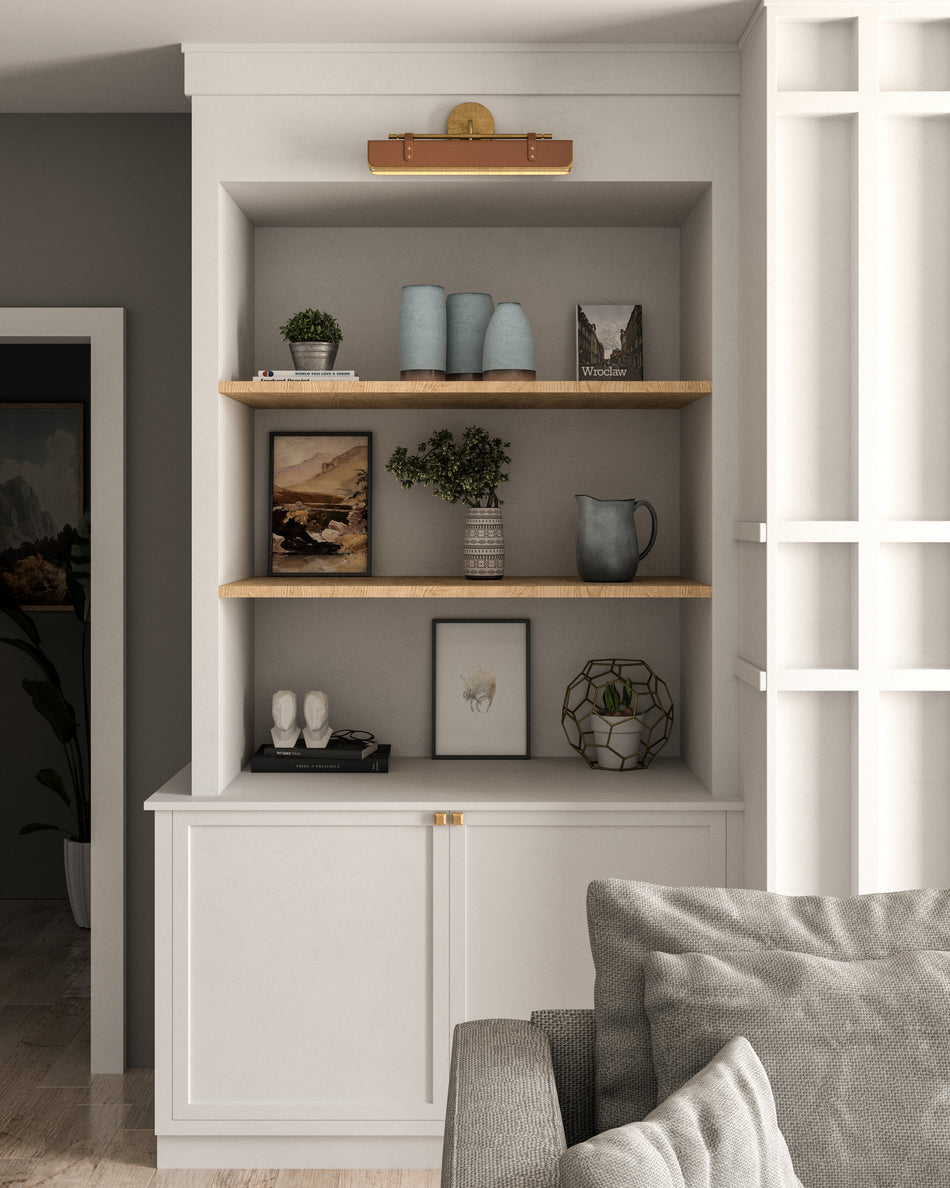 Valise 20-in Vintage Brass/Cognac Leather LED Wall/Vanity by ALORA