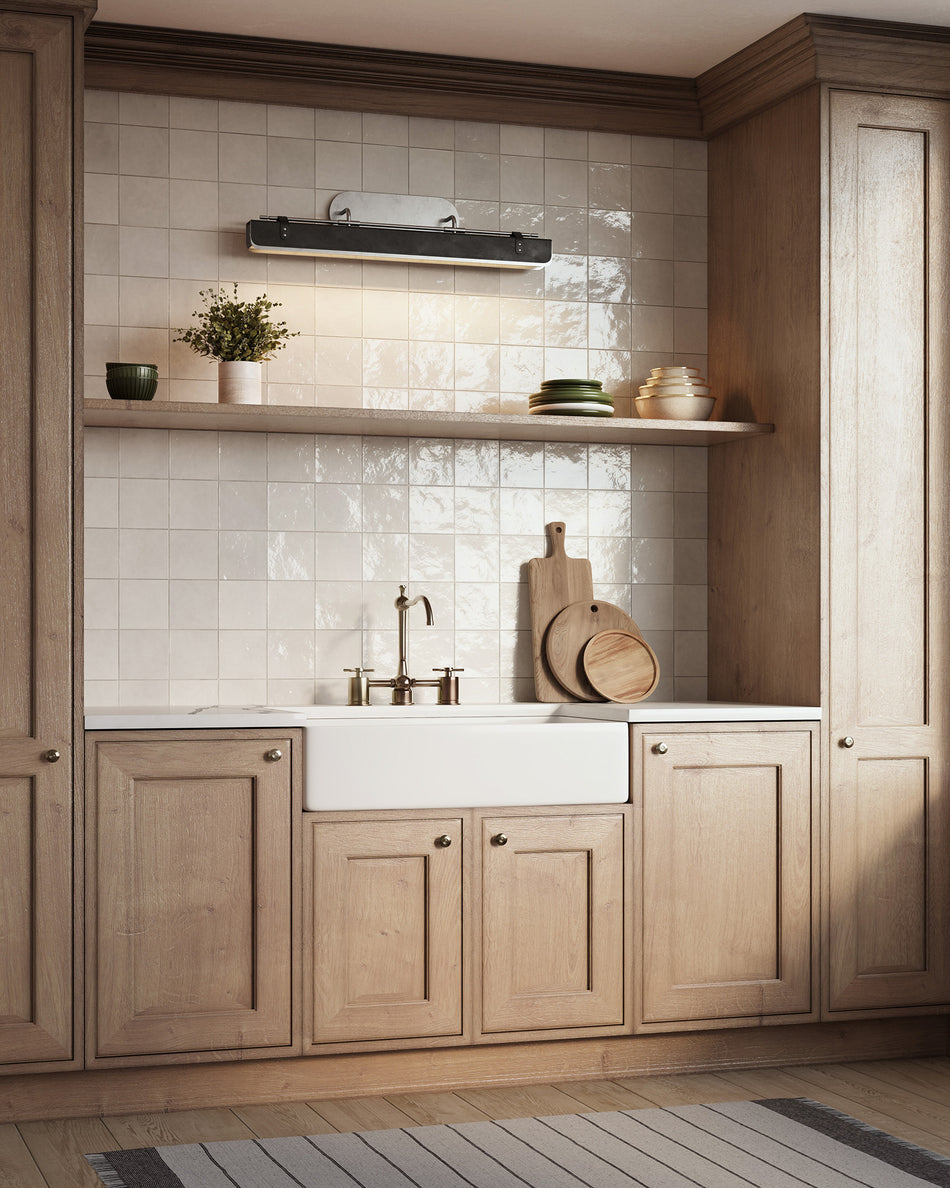 Valise 32-in Aged Nickel/Tuxedo Leather LED Wall/Vanity by ALORA