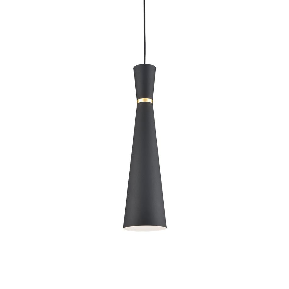 Vanderbilt 6-in Black With Gold Detail 1 Light Pendant