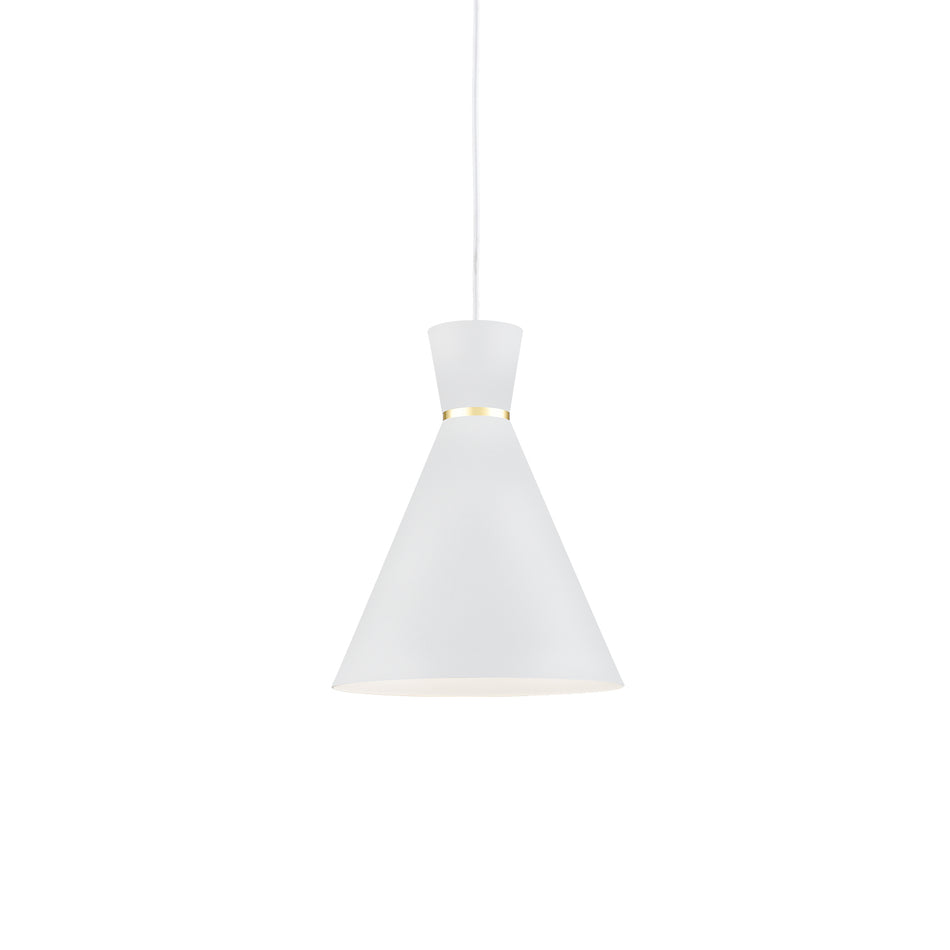 Vanderbilt 10-in White With Gold Detail 1 Light Pendant