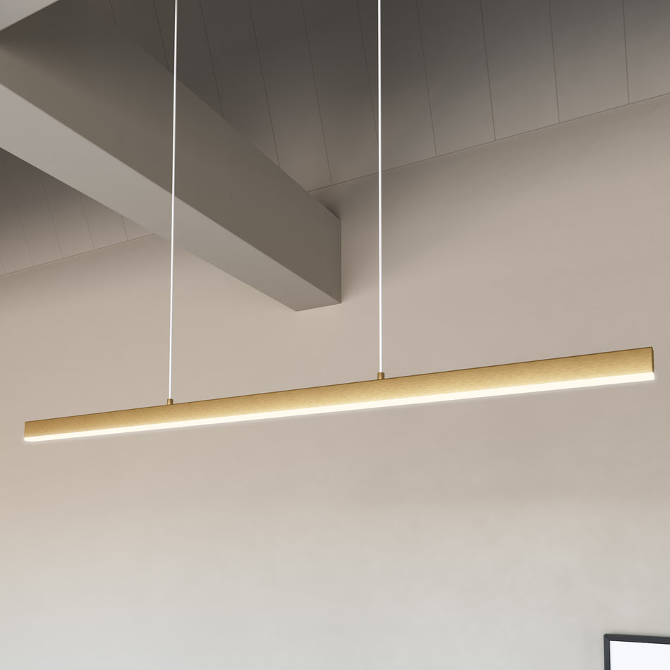 Vega 45-in Brushed Gold LED Linear Pendant by KUZCO