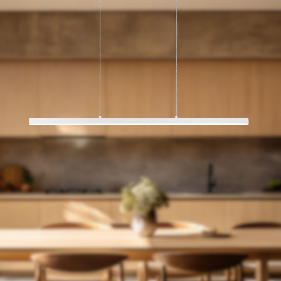 Vega 45-in White LED Linear Pendant by KUZCO