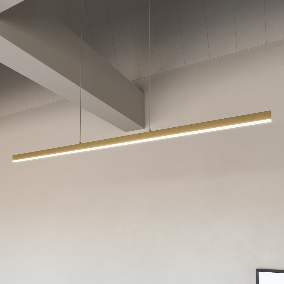 Vega 56-in Brushed Gold LED Linear Pendant (2700K) by KUZCO