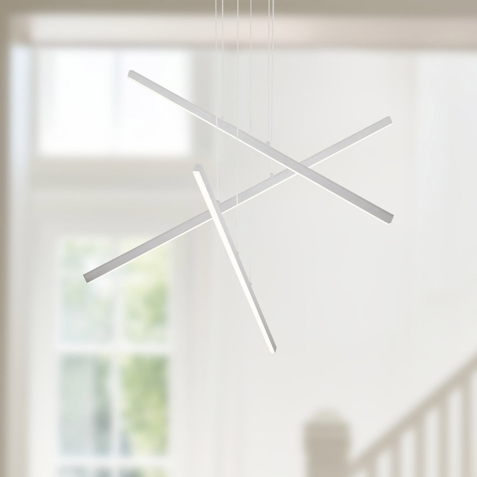 Vega 3 Head Brushed Nickel LED Multi Pendant by KUZCO