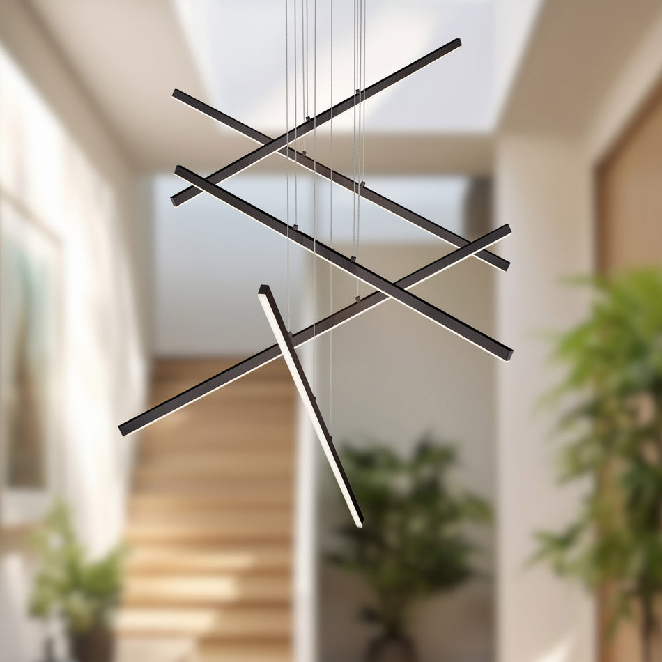 Vega 5 Head Black LED Multi Pendant by KUZCO