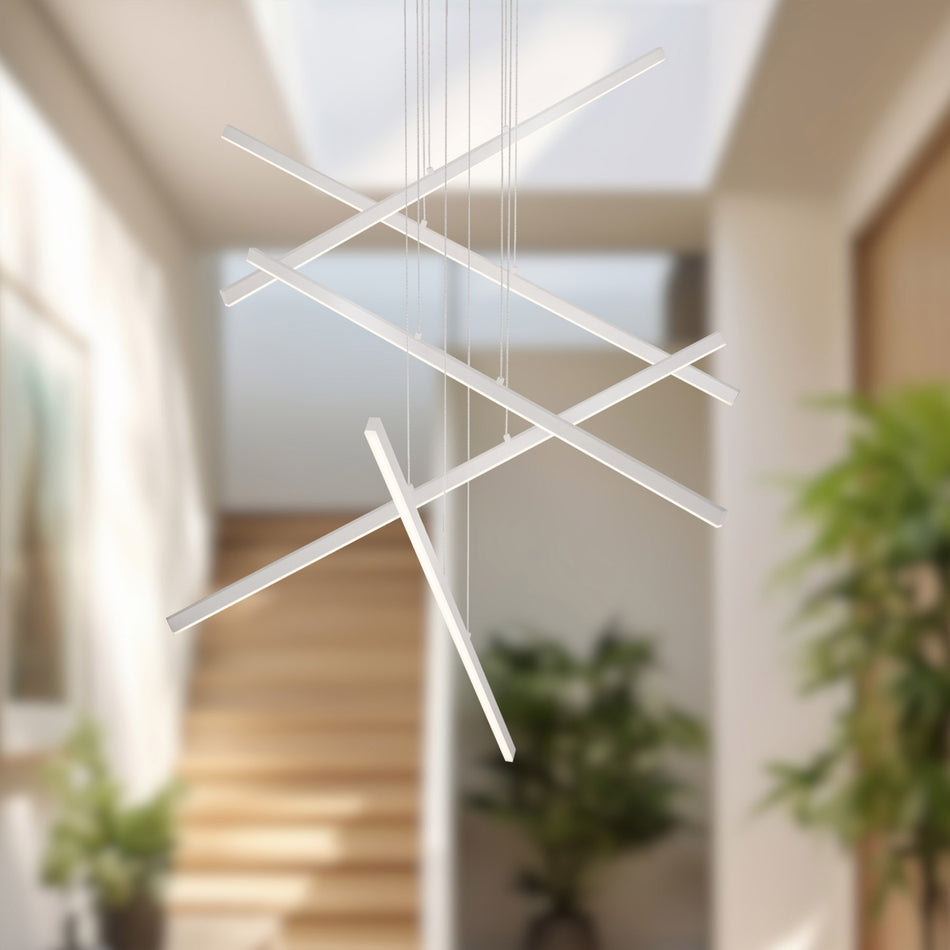 Vega 5 Head Brushed Nickel LED Multi Pendant by KUZCO
