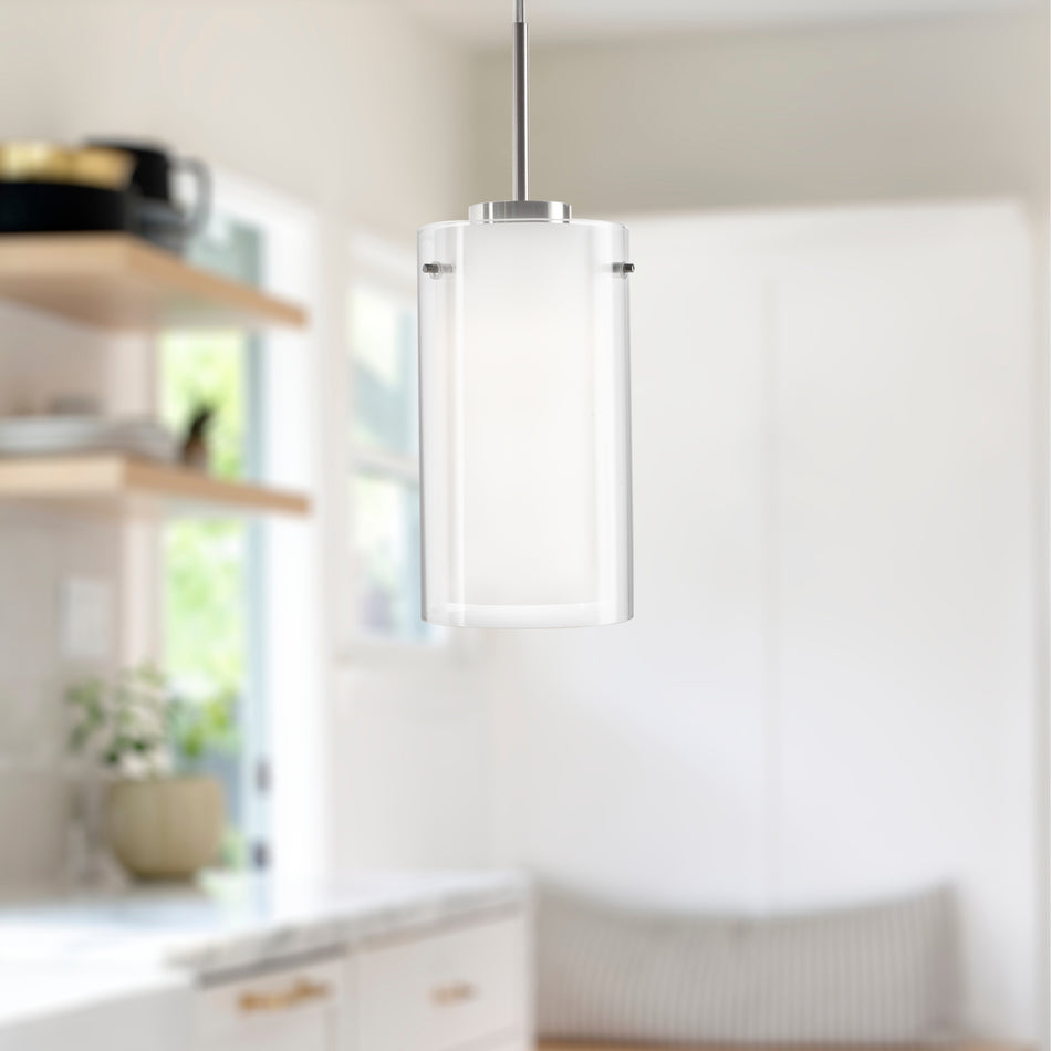 Verona 12-in Brushed Nickel LED Pendant by KUZCO