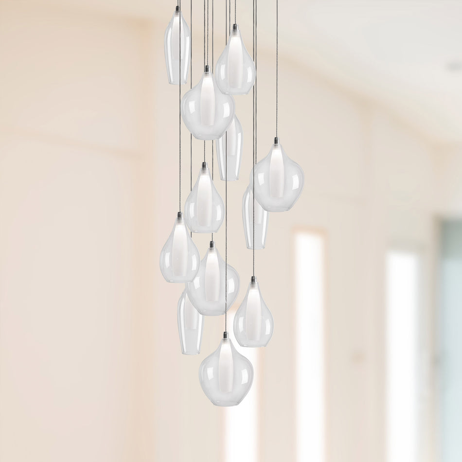 Victoria 12 Head Chrome LED Multi Pendant by KUZCO
