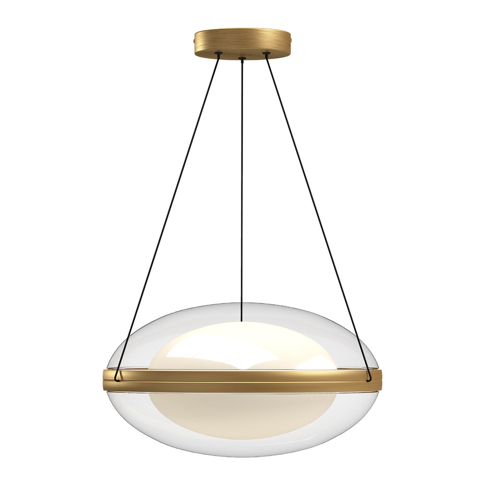 Virgo 16-in Brushed Gold/Opal Glass LED Pendant