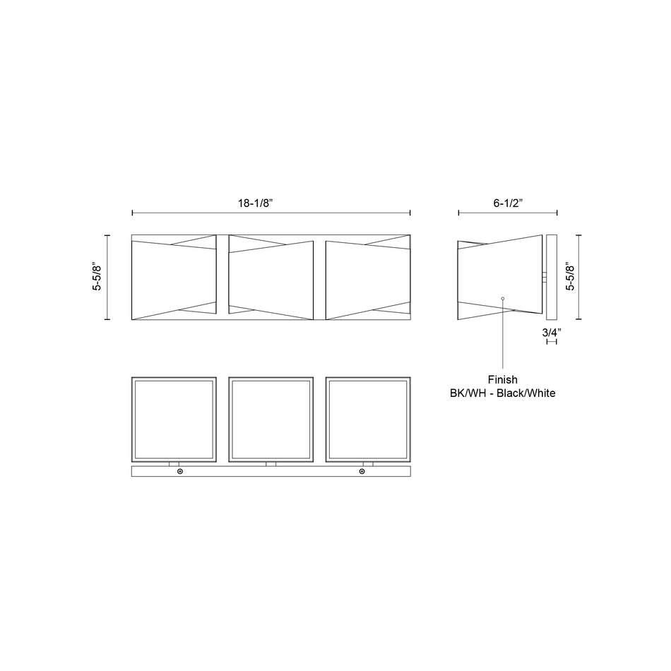 Cubix 18-in Black/White LED Vanity by KUZCO