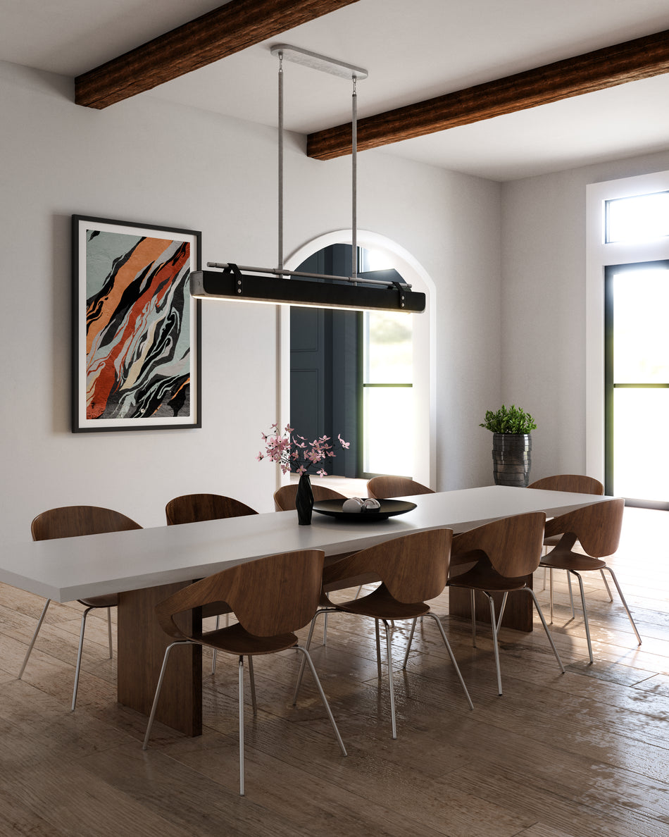 Valise 60-in Aged Nickel/Tuxedo Leather LED Pendant by ALORA