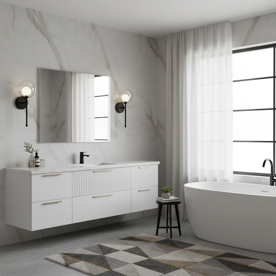 One light Delcia Wall Sconce in Black and Smoked Glass by Matteo