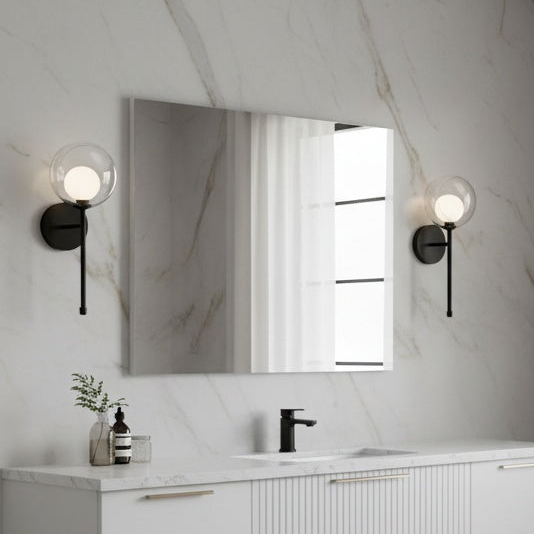 One light Delcia Wall Sconce in Black and Smoked Glass by Matteo