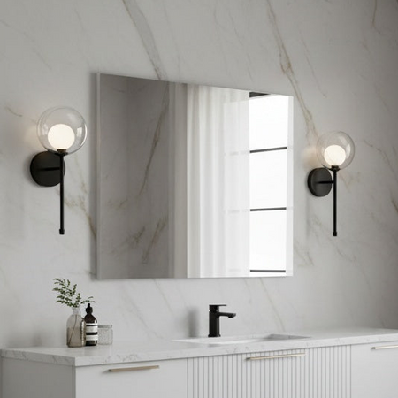 One light Delcia Wall Sconce in Black and Smoked Glass by Matteo