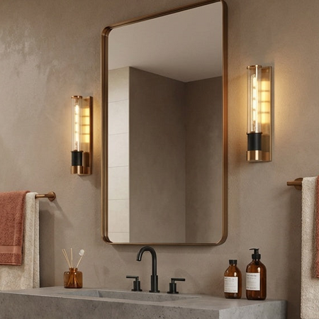 Tubular TUBO Wall Sconce in Matte Black & Aged Gold Brass by Matteo