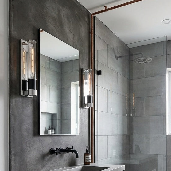 12.5" Tubular TUBO Wall Sconce in Matte Black & Aged Gold Brass by Matteo