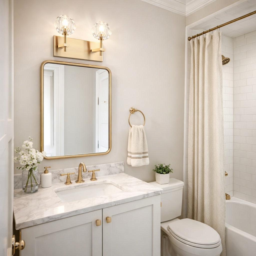 Rosa Collection 2 Light Bathroom Vanity in Aged Gold Brass by Matteo