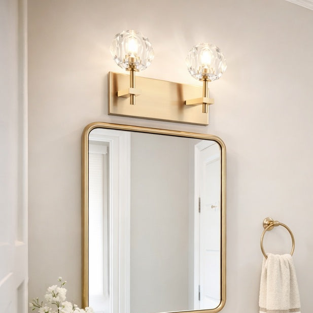 Rosa Collection 2 Light Bathroom Vanity in Aged Gold Brass by Matteo