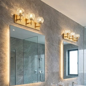 Rosa 3 Light Crystal Cut Glass Bathroom Vanity in Aged Gold Brass by Matteo