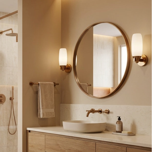 Reya 1 Lt. Wall Sconce with Opal Glass in Aged Gold Brass by Matteo