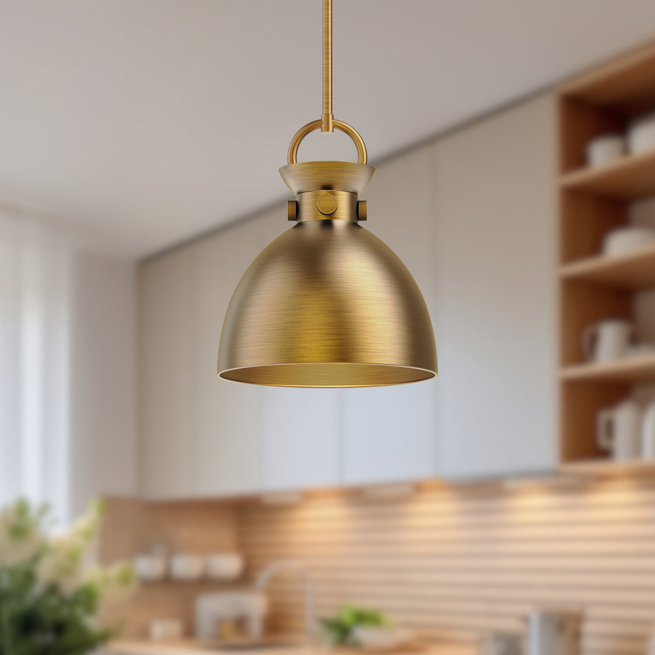 Waldo 11-in Aged Gold 1 Light Pendant by ALORA MOOD