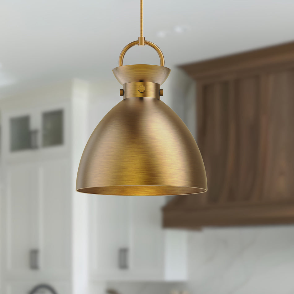 Waldo 18-in Aged Gold 1 Light Pendant by ALORA MOOD