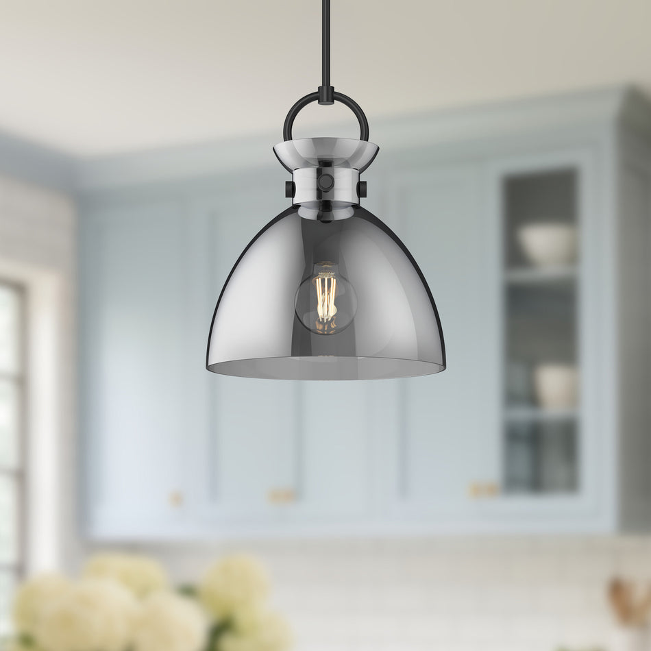 Waldo 14-in Matte Black/Smoked 1 Light Pendant by ALORA MOOD