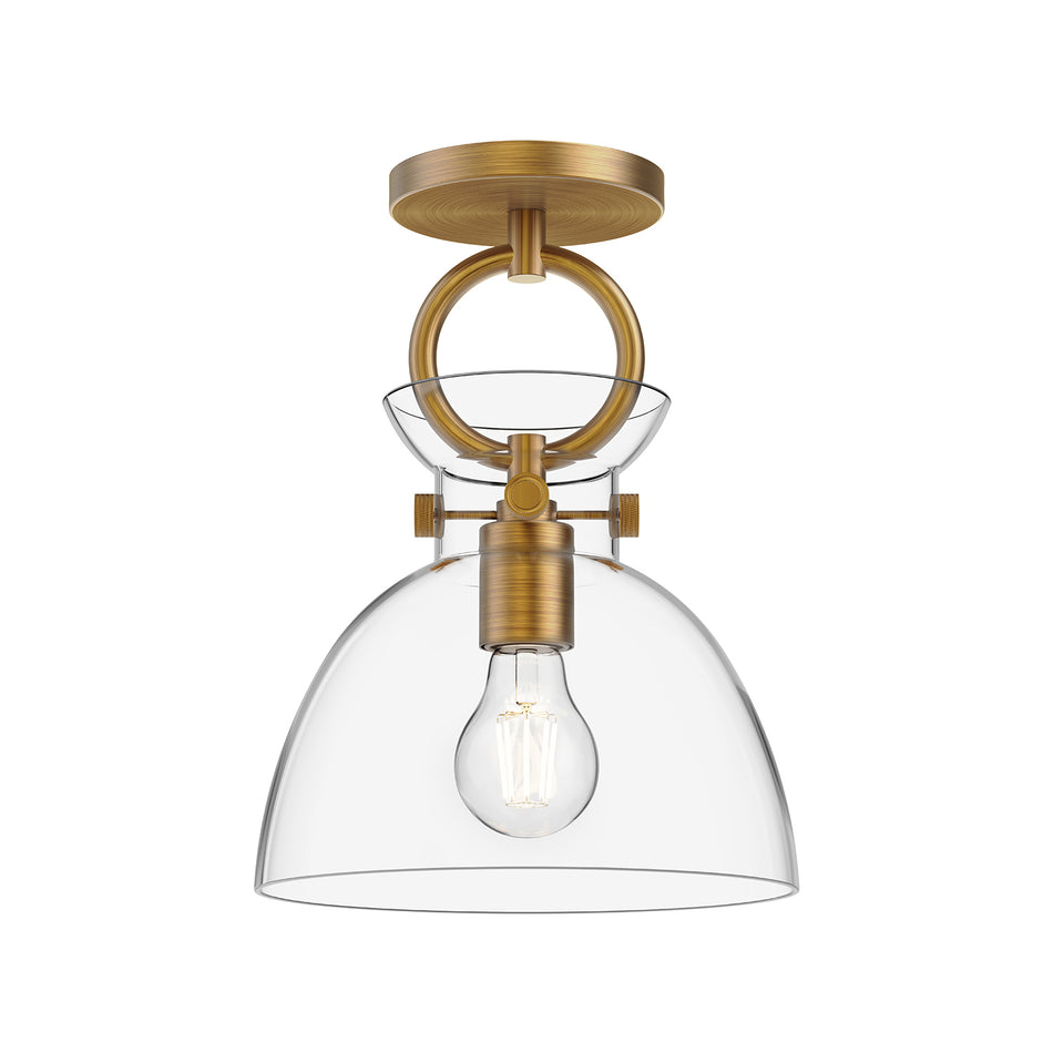 Waldo 9-in Aged Gold/Clear 1 Light Semi Flush Mount